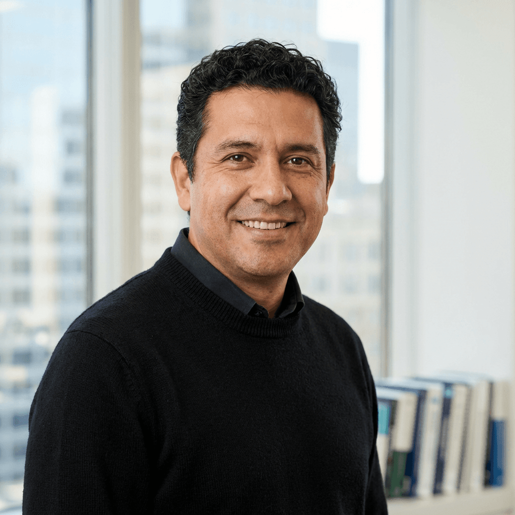 Steven Rodriguez smiling in the kitchen with catering equipment behind him